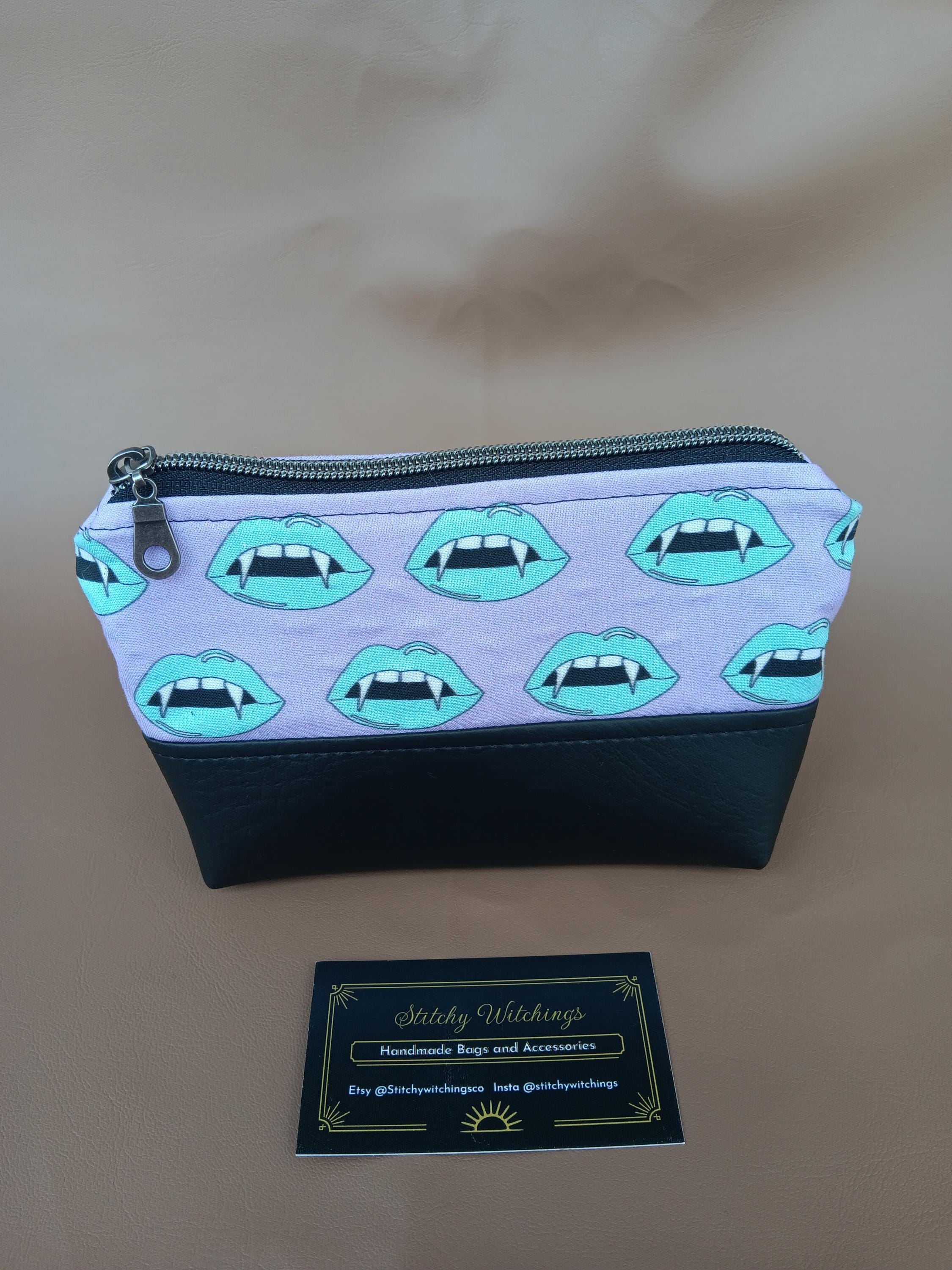 Neon Vampire Lips Small Zippered Pouch