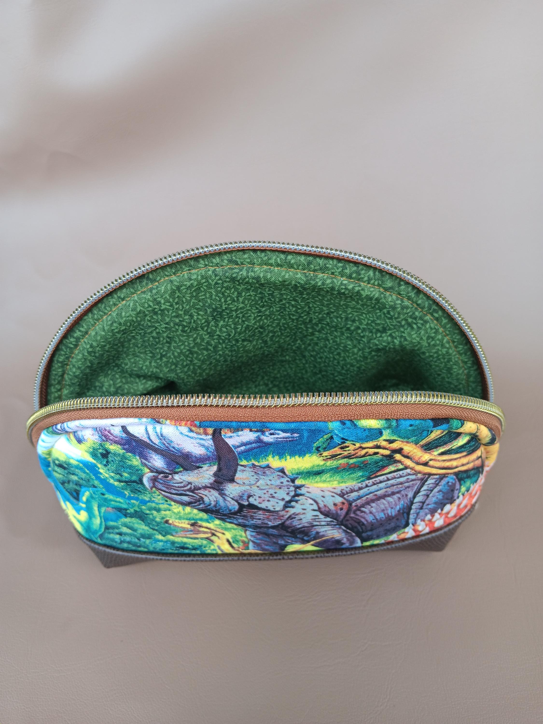 Dinosaur Dumpling Make Up Bag Art Pouch - Thumbnail 3