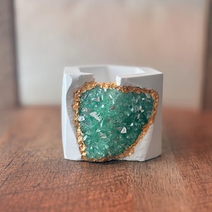 Blue Crystal Planter | Geode Decor | Resin Art Gifts | Boho Home Accents
