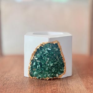 Green Crystal Planter | Geode Decor | Resin Art Gifts | Boho Home Accents