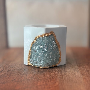 Silver Crystal Planter | Geode Decor | Resin Art Gifts | Boho Home Accents