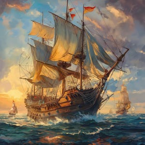 Ship Poster, Maritime Art, Ancient Ship, Ship painting, Home Décor, Wall Art, Ancient Ship wall art. Ship Sailing.