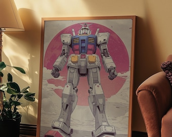 Retro Gundam-poster | Vintage Japanse mecha-anime muurkunst