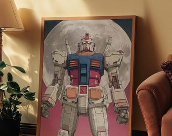 Retro Gundam-poster | Vintage Japanse mecha-anime muurkunst