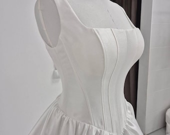 Elegant Square Neck Satin Ball Gown Wedding Dress, Lace-Up Corset Bridal Gown