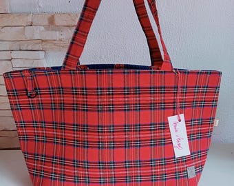 Bolso estampado cuadros rojo