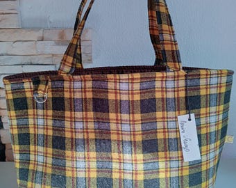 Bolso grande cuadros amarillo