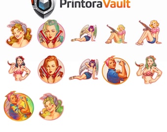 Gamer Girl Sticker PNG SVG-bundel (24 stuks) (digitale download)