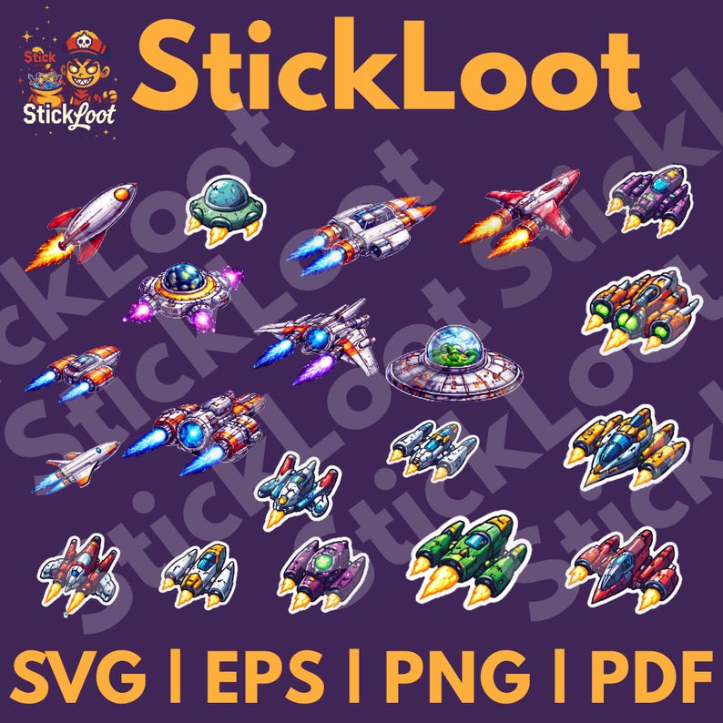 8-bit Pixel Art Space Ships | Ultimate Bundle (20) | Svg, Eps, Png, Pdf ...
