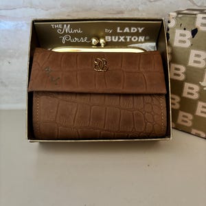 1960s Vintage Cowhide leather Mini coin Purse/ wallet in box, unused, monogrammed