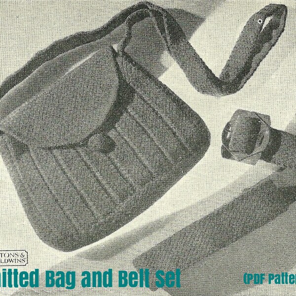 INSTANT DOWNLOAD 1940s vintage Knitted Belt and Bag Set PDF