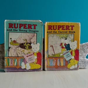 2x 1970s Rupert the Bear hardback books, Vintage Children’s books