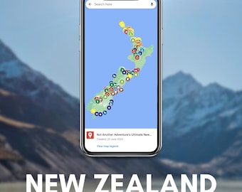Google My Maps | Ultimate New Zealand Travel Map | Hikes, Restaurants, Destinations | Best New Zealand Travel Guide | Instant Download