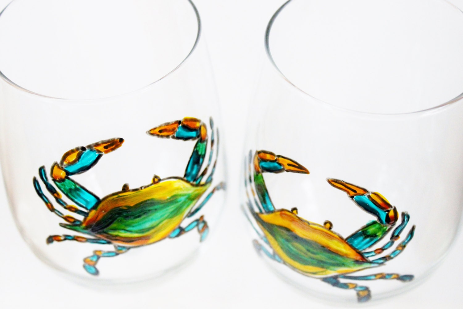 Maryland Blue Crab Wine Glass/ Hand Painted Wine Glasses/ Etsy