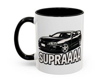 Supra Car Themed Colorful Mugs, Car Lovers Gift, Supra Themed Dishware, Unique Mug for Car Enthusiasts, Gift for Him