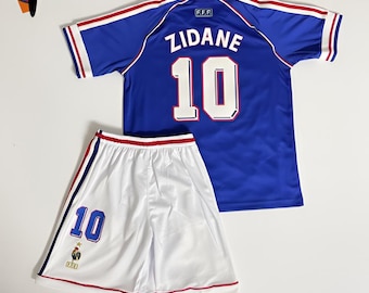 Camiseta infantil Zidane 10 - Francia icónica 1998 - Camiseta y pantalón corto