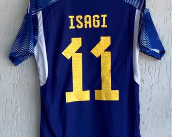 Maillot cosplay Japon bleu cadenas personnalisé - T-shirt de football anime Isagi Nagi - T-shirt personnalisé cadenas bleu - Cadeau anime unisexe