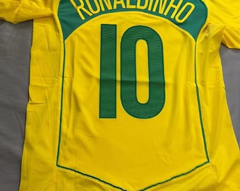 Camiseta vintage de Ronaldinho 10 - Regalo de fútbol de 2004 - Camiseta icónica de Brasil