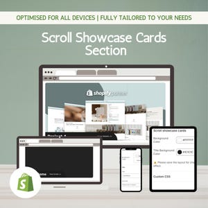 スクロールショーケースカードセクション | Shopify 水平スライダー | クリック可能な画像カード | カスタマイズ可能なレイアウト | モバイルフレンドリー | すぐにダウンロード