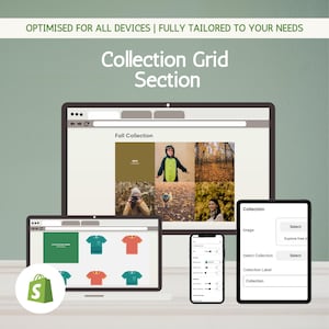 コレクショングリッドShopifyセクション | Shopify画像グリッドレイアウト | カスタムコレクションリンク | モバイルフレンドリー | 即時ダウンロード | ショップコレクション