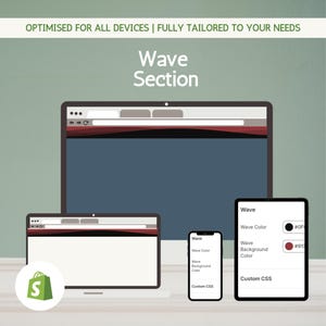 ウェーブセクション | カスタムShopifyシェイプディバイダー | カラーピッカー | モバイル対応 | Shopifyテーマ拡張機能 | CSS編集可能