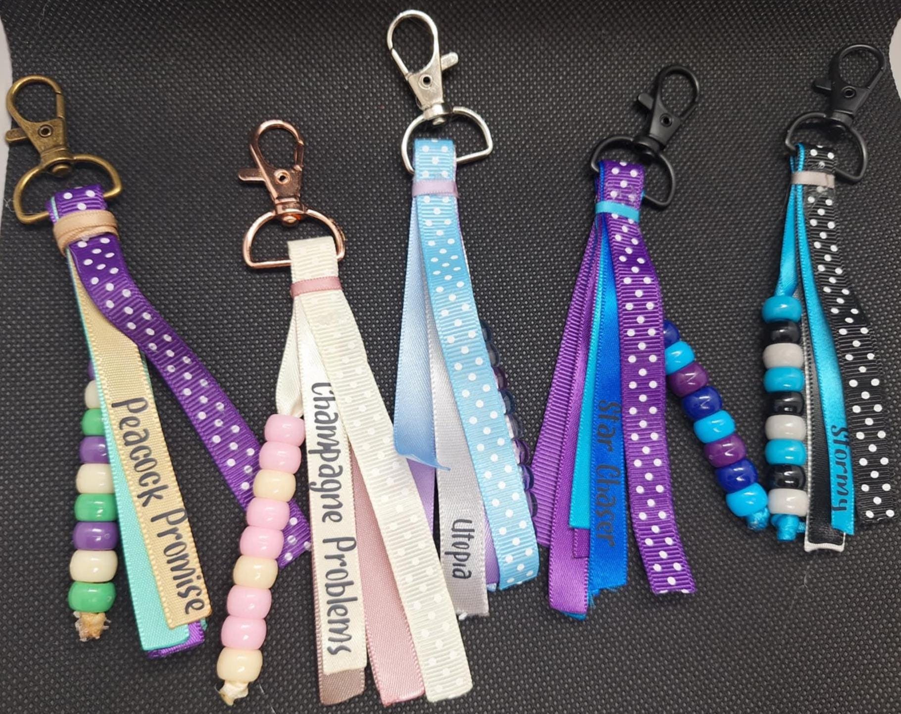 Handmade Ribbon Keychain: Pastel Boho Bag Charm With Gold Clasp - Etsy