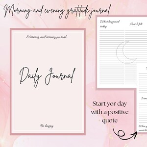 Morning and Evening Journal | Daily Prompts & Affirmations | Self-Care Printable PDF | Guided Mindfulness Journal | Thankfulness Journal