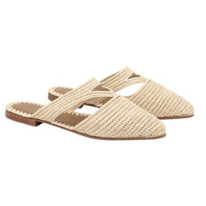 Handmade Raffia Mules for Women | Summer Slip-On Flats | Natural Woven Shoes | Boho Chic Footwear | Lightweight and  Breathable Mules