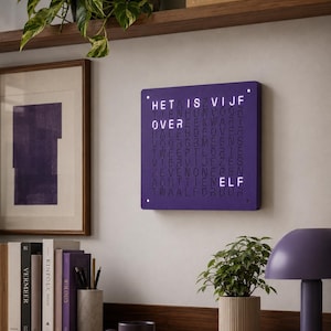 Word Clock - Nederland's, Engels en Duits - modern RGB Desk/Wall Clock – Customizable Home Decor Gift - 20x20 or 30x30 - logo option