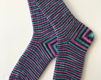 Hand Cranked Socks, Women, tgknits Hand Dyed