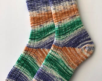 Knitted Socks, Women, tgknits Hand Dyed, Hand Cranked