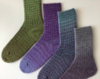 Knitted Socks, Women, tgknits Hand Dyed, Hand Cranked
