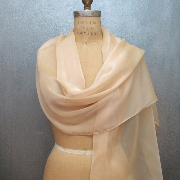 Champagne Chiffon Shawl Scarf Wrap