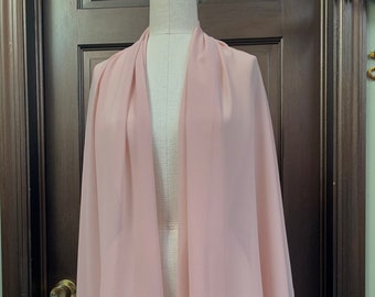 Dusty Rose Chiffon Shawl Wrap Scarf with Rhinestones