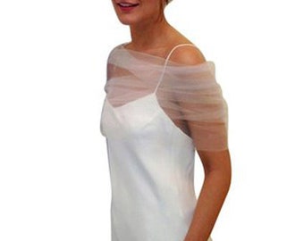 Tulle Shear Coverup Shrug Wedding White Ivory Blush