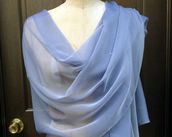 Periwinkle Chiffon  Shawl  Wrap Scarf with Rhinestones