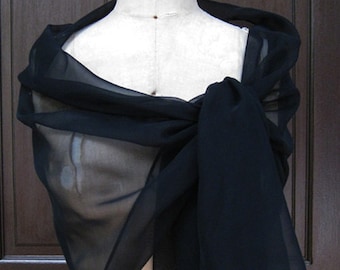 Black Chiffon Shawl Wrap Scarf