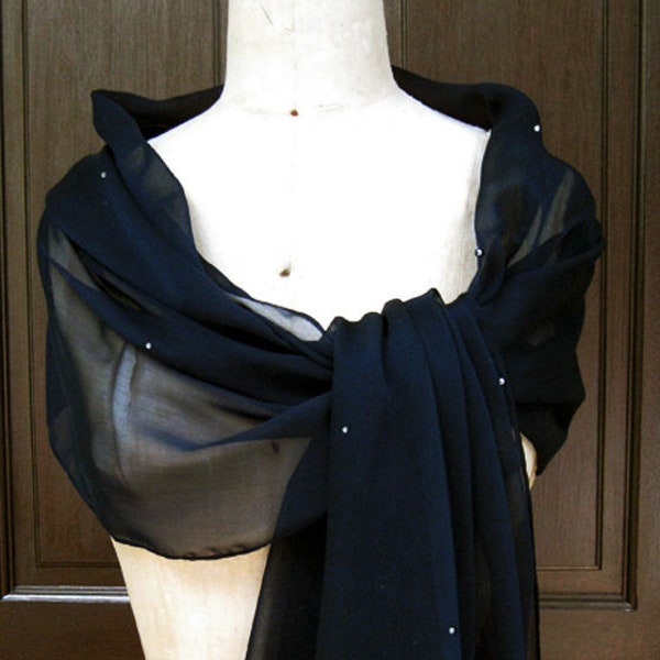 Scarved Knitted Navy Blue Top