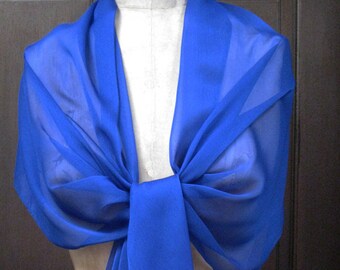 Royal Blue Ciffon Shawl Wrap Scarf