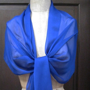 Royal Blue Chiffon Shawl Wrap Scarf with Rhinestones