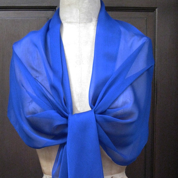 Royal Blue Ciffon Shawl Wrap Scarf