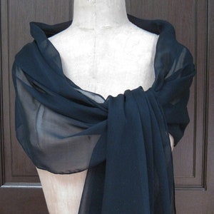 Navy Blue Chiffon Shawl Wrap Shear Cover Up SALE