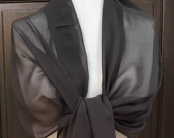 Charcoal Silk Chiffon Shawl Wrap