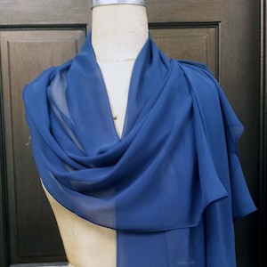 Navy Blue Chiffon Shawl Wrap Scarf