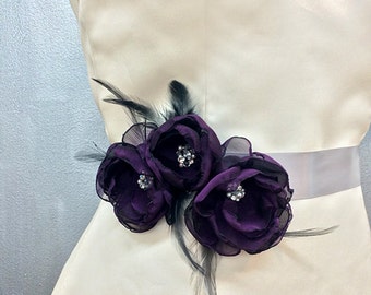 Organza Flower Girl Sash Belt - Floral Waist Sash For Wedding Dresses & Flower Girl Attire