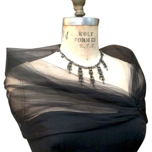 Black Tulle Shrug, Tulle Stole, Evening Wrap image 1