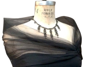 Black Tulle  Shrug, Tulle Stole, Evening Wrap