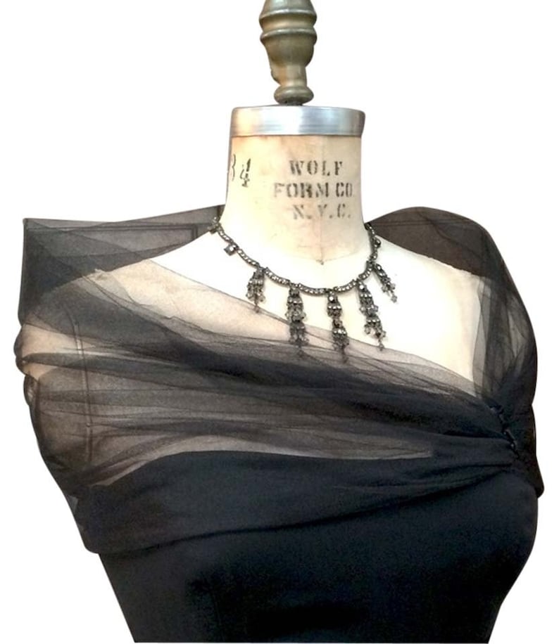 Black Tulle Shrug, Tulle Stole, Evening Wrap image 1