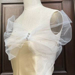 Bridal Tulle Sheer Shrug Shawl Cover up with Rhinestones