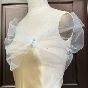 Bridal Tulle Shear Shrug Shawl Cover up with Rhinestones